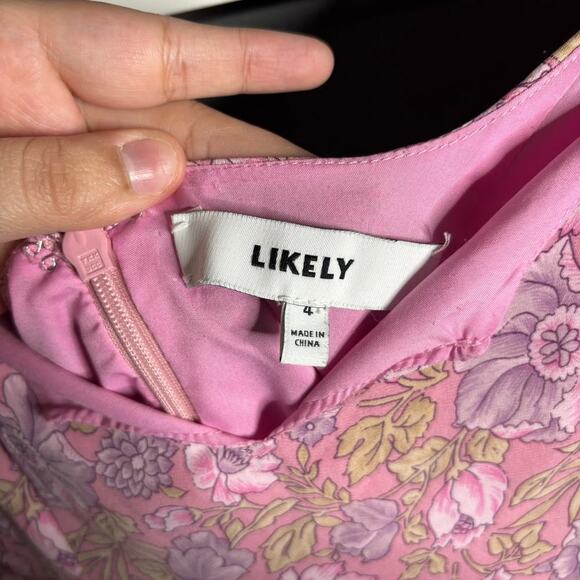 Likely Lyssa Ruffled Floral Print Mini Dress Pink Size 4 - Picture 8 of 8